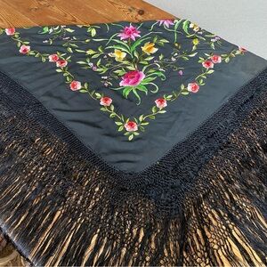 Vintage Silk Flamenco Shawl from Sevilla